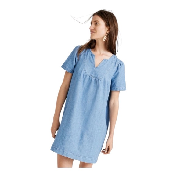 Madewell Dresses & Skirts - Madewell Blue V-Neck Mini Popover Sundress
